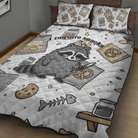 I Require Snacks Raccoon Quilt Bed Set Cute Bandit Raccoon Chaos with a Knife