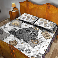 I Require Snacks Raccoon Quilt Bed Set Cute Bandit Raccoon Chaos with a Knife