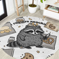 I Require Snacks Raccoon Round Carpet Cute Bandit Raccoon Chaos with a Knife