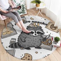 I Require Snacks Raccoon Round Carpet Cute Bandit Raccoon Chaos with a Knife