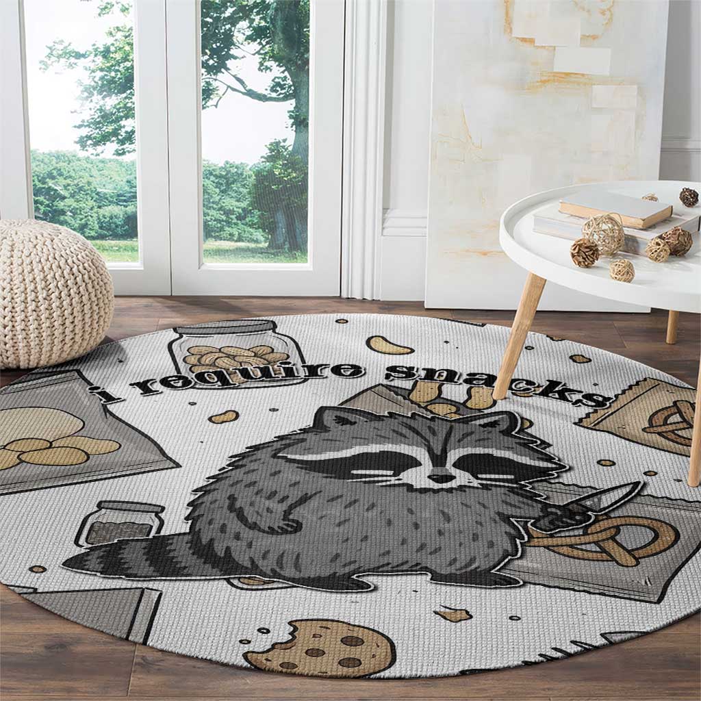 I Require Snacks Raccoon Round Carpet Cute Bandit Raccoon Chaos with a Knife