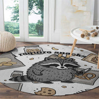 I Require Snacks Raccoon Round Carpet Cute Bandit Raccoon Chaos with a Knife