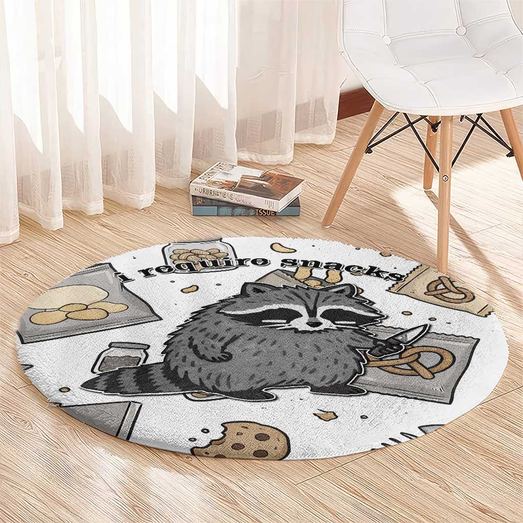 I Require Snacks Raccoon Round Carpet Cute Bandit Raccoon Chaos with a Knife