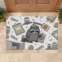 I Require Snacks Raccoon Rubber Doormat Cute Bandit Raccoon Chaos with a Knife