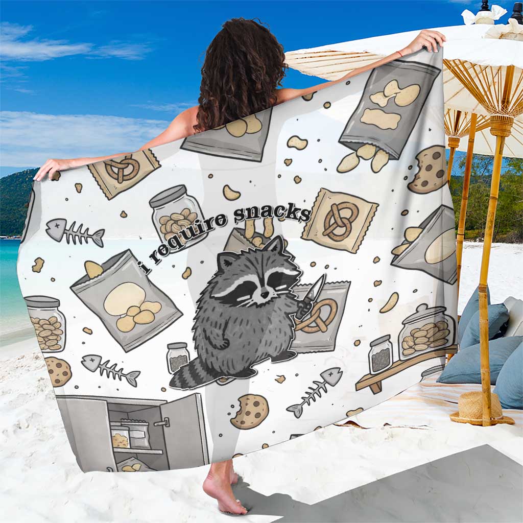 I Require Snacks Raccoon Sarong Cute Bandit Raccoon Chaos with a Knife
