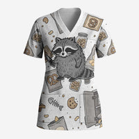 I Require Snacks Raccoon Scrub Top Cute Bandit Raccoon Chaos with a Knife