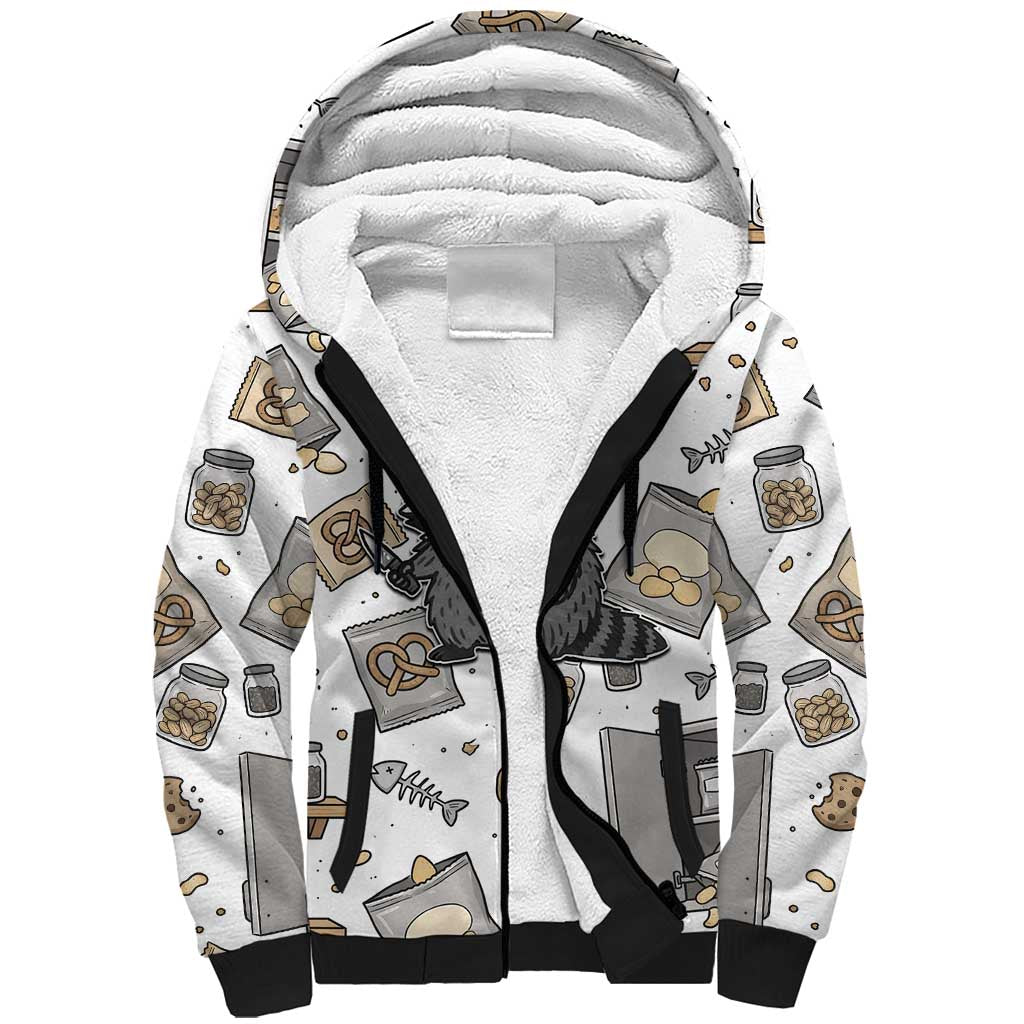 I Require Snacks Raccoon Sherpa Hoodie Cute Bandit Raccoon Chaos with a Knife