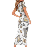 I Require Snacks Raccoon Short Sleeve Bodycon Dress Cute Bandit Raccoon Chaos with a Knife