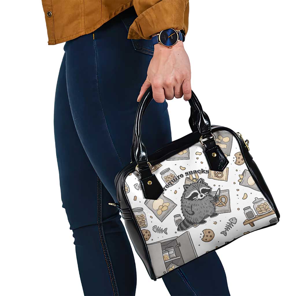 I Require Snacks Raccoon Shoulder Handbag Cute Bandit Raccoon Chaos with a Knife