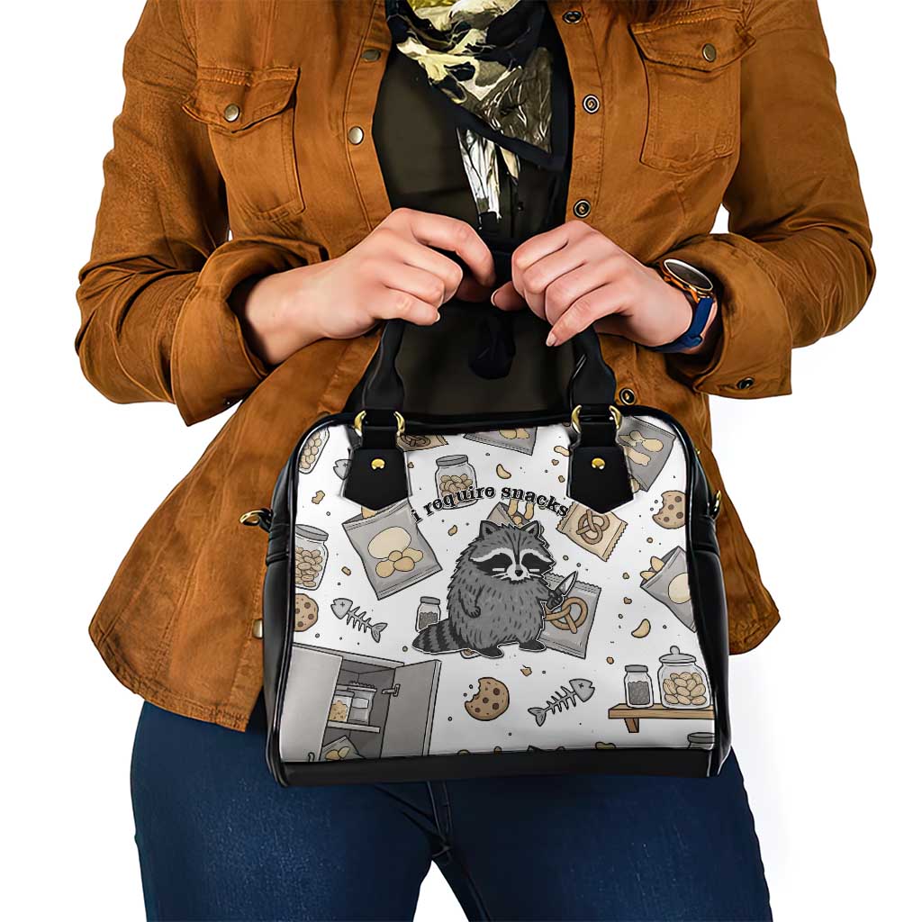 I Require Snacks Raccoon Shoulder Handbag Cute Bandit Raccoon Chaos with a Knife