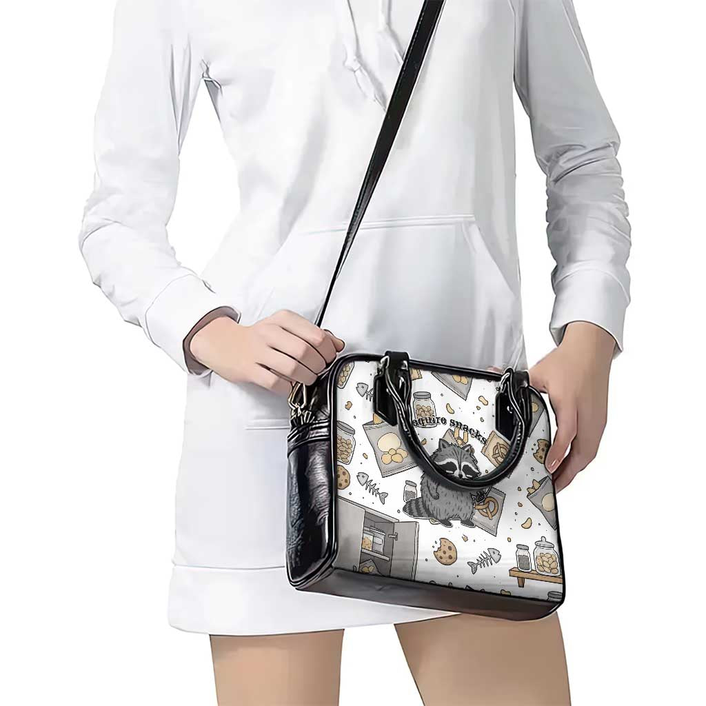 I Require Snacks Raccoon Shoulder Handbag Cute Bandit Raccoon Chaos with a Knife