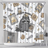 I Require Snacks Raccoon Shower Curtain Cute Bandit Raccoon Chaos with a Knife