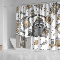 I Require Snacks Raccoon Shower Curtain Cute Bandit Raccoon Chaos with a Knife