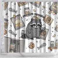 I Require Snacks Raccoon Shower Curtain Cute Bandit Raccoon Chaos with a Knife