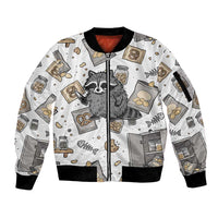 I Require Snacks Raccoon Sleeve Zip Bomber Jacket Cute Bandit Raccoon Chaos with a Knife