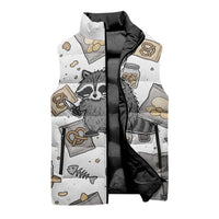 I Require Snacks Raccoon Sleeveless Puffer Jacket Cute Bandit Raccoon Chaos with a Knife