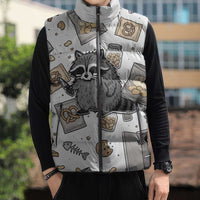 I Require Snacks Raccoon Sleeveless Puffer Jacket Cute Bandit Raccoon Chaos with a Knife