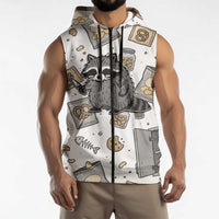 I Require Snacks Raccoon Sleeveless Zip Hoodie Cute Bandit Raccoon Chaos with a Knife