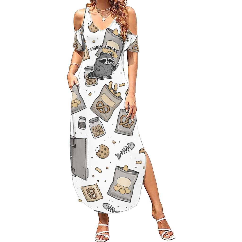 I Require Snacks Raccoon Summer Maxi Dress Cute Bandit Raccoon Chaos with a Knife