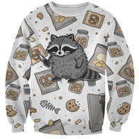 I Require Snacks Raccoon Sweatshirt Cute Bandit Raccoon Chaos with a Knife