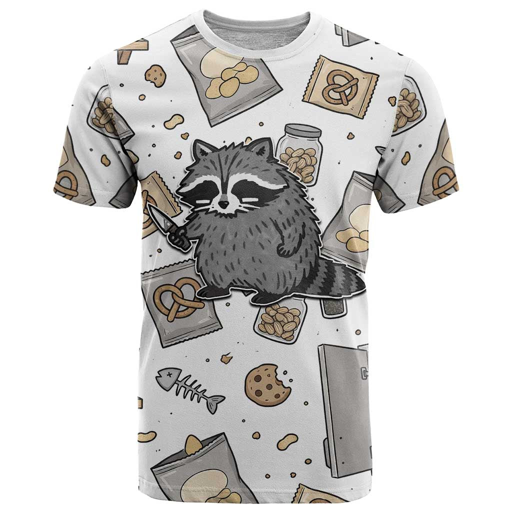 I Require Snacks Raccoon T Shirt Cute Bandit Raccoon Chaos with a Knife