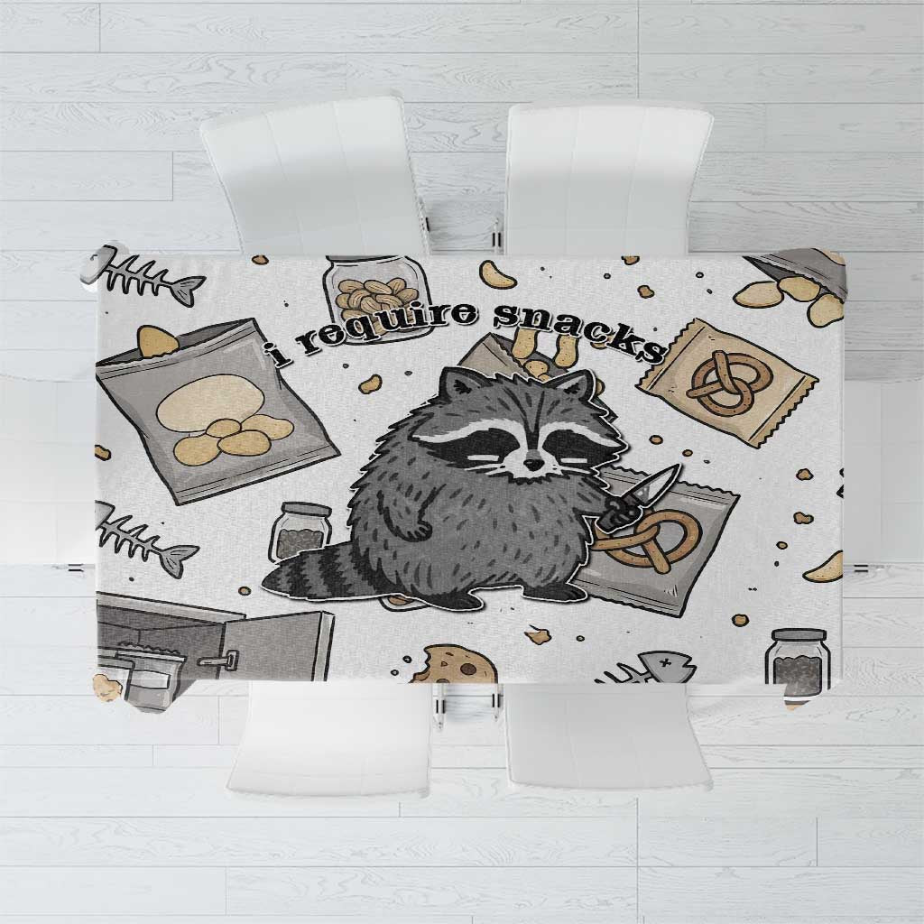 I Require Snacks Raccoon Tablecloth Cute Bandit Raccoon Chaos with a Knife