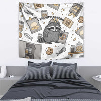 I Require Snacks Raccoon Tapestry Cute Bandit Raccoon Chaos with a Knife