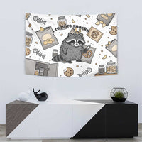 I Require Snacks Raccoon Tapestry Cute Bandit Raccoon Chaos with a Knife