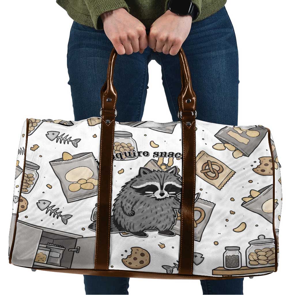 I Require Snacks Raccoon Travel Bag Cute Bandit Raccoon Chaos with a Knife