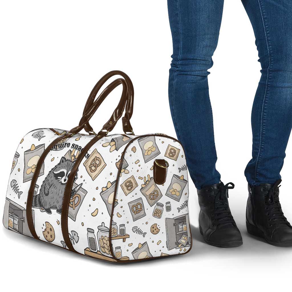 I Require Snacks Raccoon Travel Bag Cute Bandit Raccoon Chaos with a Knife