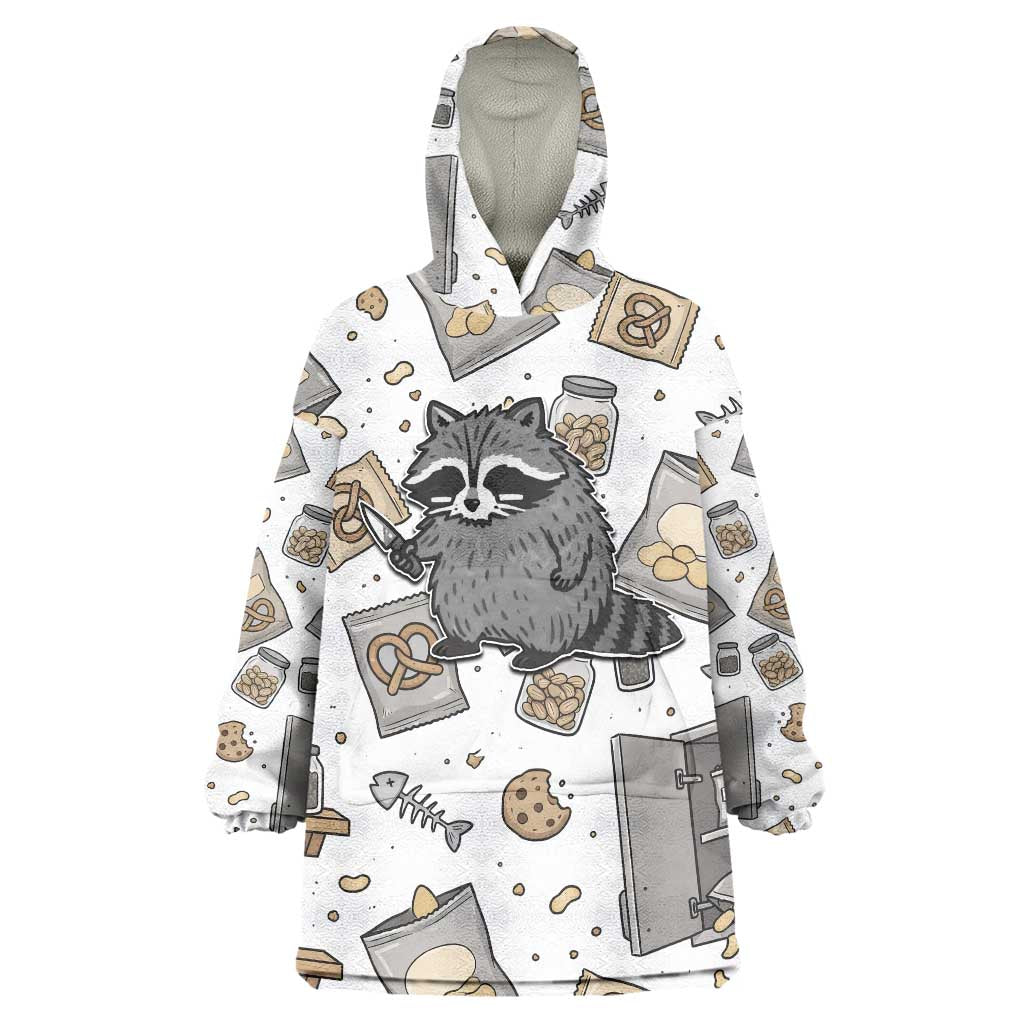 I Require Snacks Raccoon Wearable Blanket Hoodie Cute Bandit Raccoon Chaos with a Knife