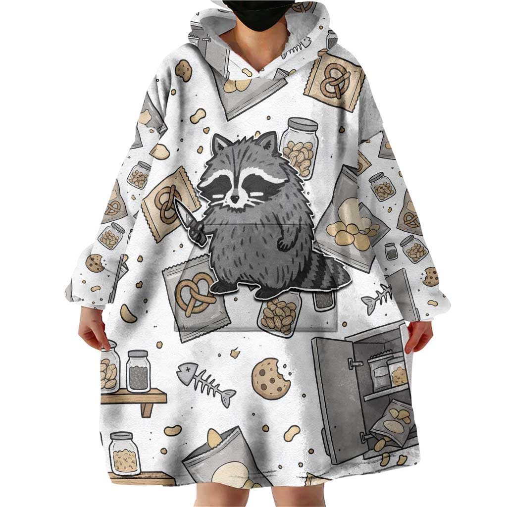 I Require Snacks Raccoon Wearable Blanket Hoodie Cute Bandit Raccoon Chaos with a Knife