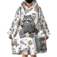 I Require Snacks Raccoon Wearable Blanket Hoodie Cute Bandit Raccoon Chaos with a Knife