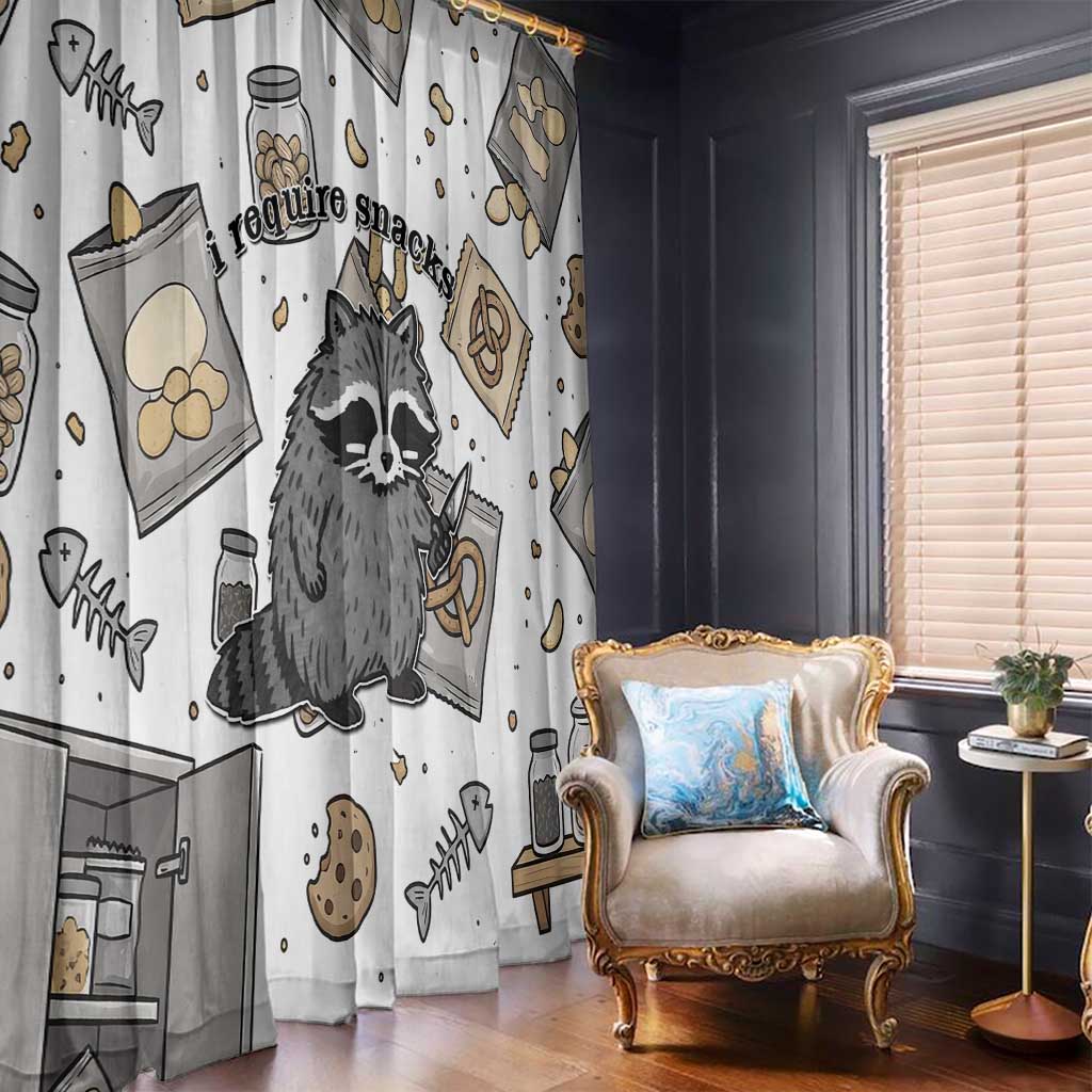I Require Snacks Raccoon Window Curtain Cute Bandit Raccoon Chaos with a Knife