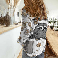 I Require Snacks Raccoon Women Casual Shirt Cute Bandit Raccoon Chaos with a Knife