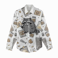 I Require Snacks Raccoon Women Casual Shirt Cute Bandit Raccoon Chaos with a Knife