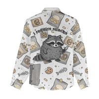 I Require Snacks Raccoon Women Casual Shirt Cute Bandit Raccoon Chaos with a Knife