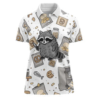 I Require Snacks Raccoon Women Polo Shirt Cute Bandit Raccoon Chaos with a Knife