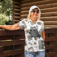 I Require Snacks Raccoon Women Polo Shirt Cute Bandit Raccoon Chaos with a Knife