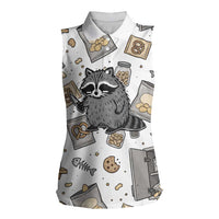 I Require Snacks Raccoon Women Sleeveless Polo Shirt Cute Bandit Raccoon Chaos with a Knife