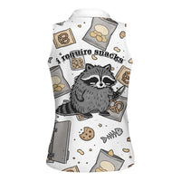 I Require Snacks Raccoon Women Sleeveless Polo Shirt Cute Bandit Raccoon Chaos with a Knife