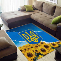 Ukraine Pride Area Rug Map, Flag & Tryzub with Sunflower Field Patriotic