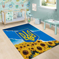 Ukraine Pride Area Rug Map, Flag & Tryzub with Sunflower Field Patriotic