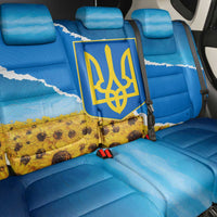 Ukraine Pride Back Car Seat Cover Map, Flag & Tryzub with Sunflower Field Patriotic