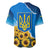 Ukraine Pride Baseball Jersey Map, Flag & Tryzub with Sunflower Field Patriotic