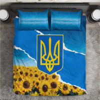 Ukraine Pride Bedding Set Map, Flag & Tryzub with Sunflower Field Patriotic
