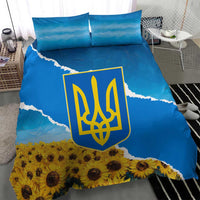 Ukraine Pride Bedding Set Map, Flag & Tryzub with Sunflower Field Patriotic