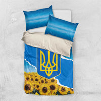 Ukraine Pride Bedding Set Map, Flag & Tryzub with Sunflower Field Patriotic