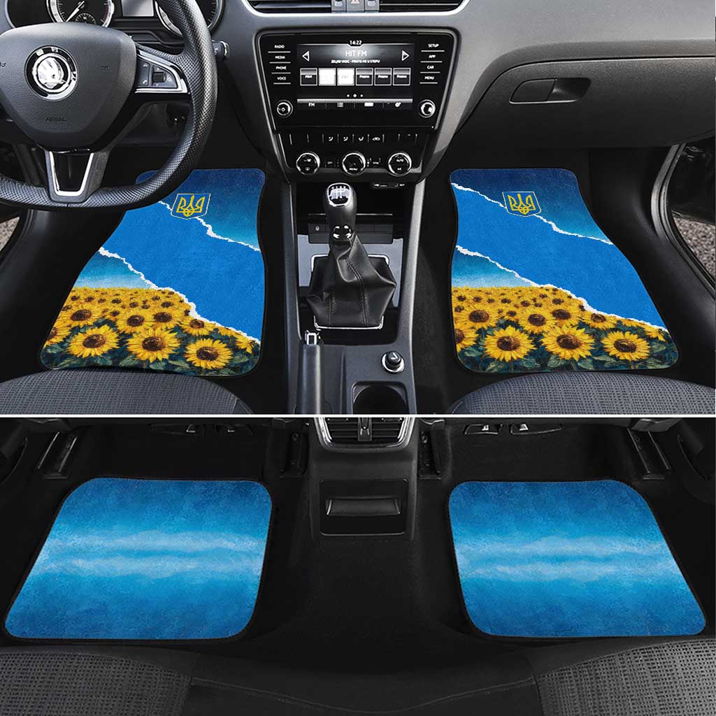 Ukraine Pride Car Mats Map, Flag & Tryzub with Sunflower Field Patriotic