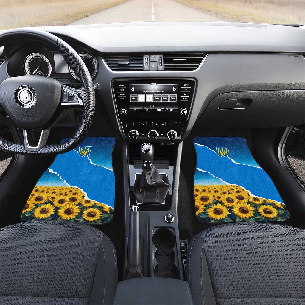 Ukraine Pride Car Mats Map, Flag & Tryzub with Sunflower Field Patriotic